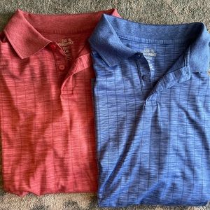 Short sleeve polo shirts.